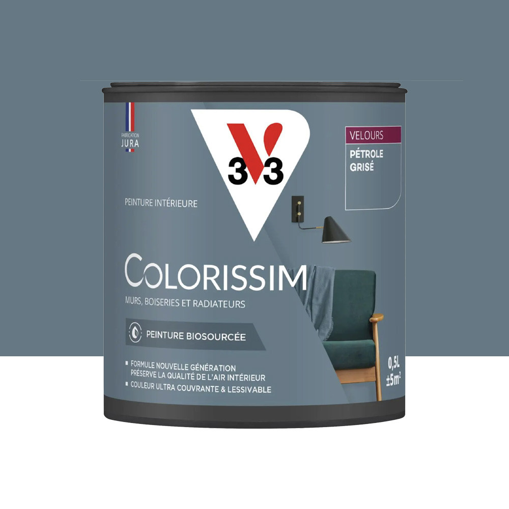 Peinture intérieure V33 Colorissim Velours Pétrole Grisé - 0,5L
