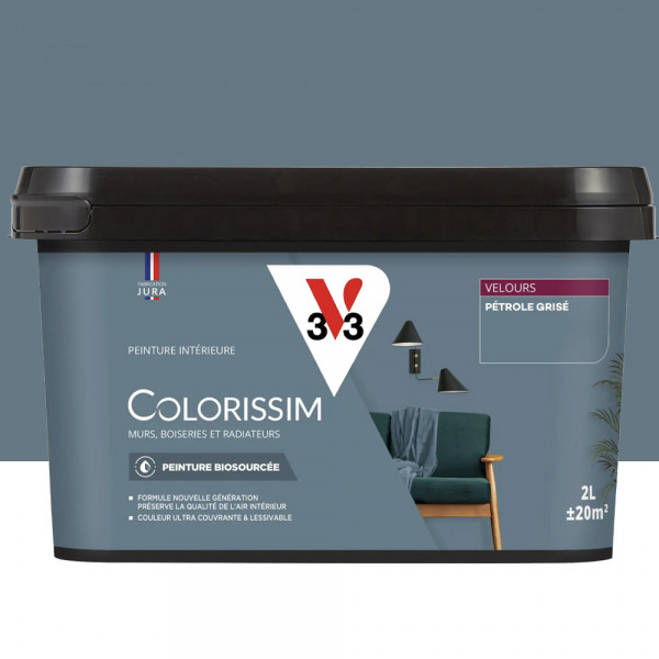Peinture intérieure V33 Colorissim Velours Pétrole Grisé - 2L