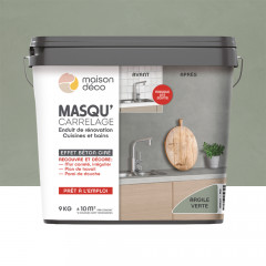 Enduit de rénovation Maison Déco Masq'Carrelage et Murs Argile verte - 9kgs