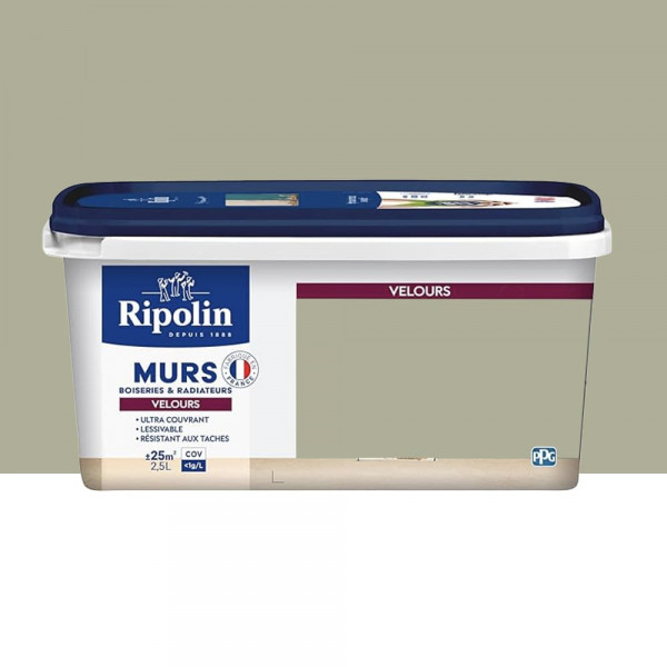 Peinture Murs, Boiseries, Radiateurs RIPOLIN Velours Vert gaspesie - 2,5L
