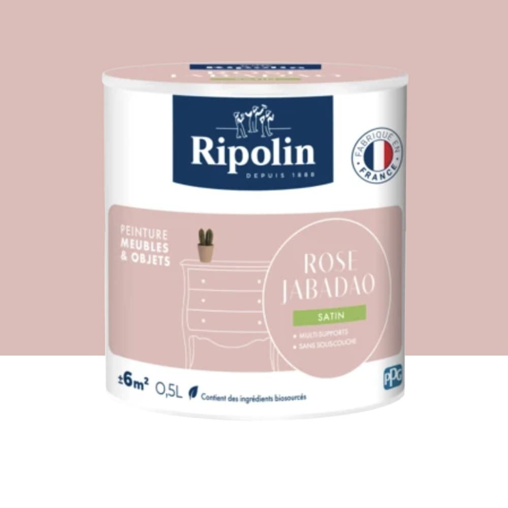 Peinture intérieure RIPOLIN Meubles & Objets Satin Rose jabadao - 0,5L