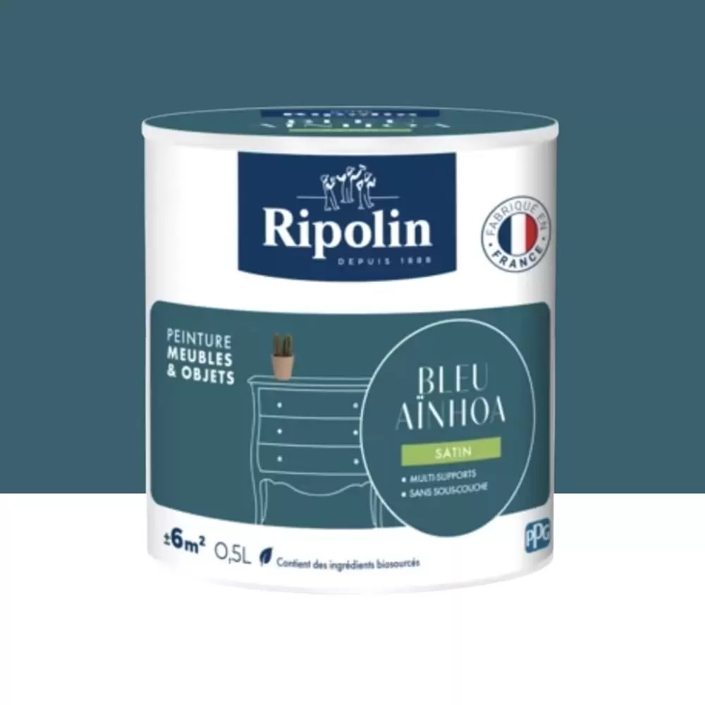 Peinture intérieure RIPOLIN Meubles & Objets Satin Bleu ainhoa