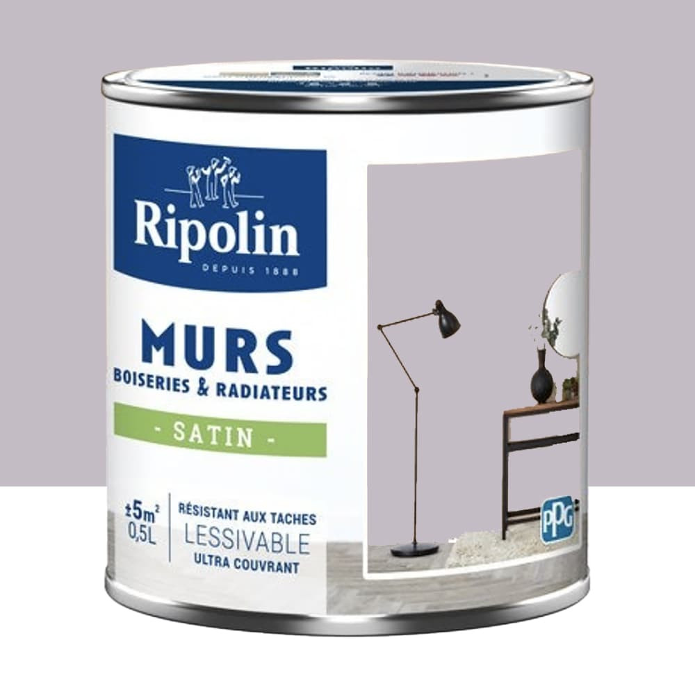 Peinture Murs, Boiseries, Radiateurs RIPOLIN Satin Mauve carex - 0,5L