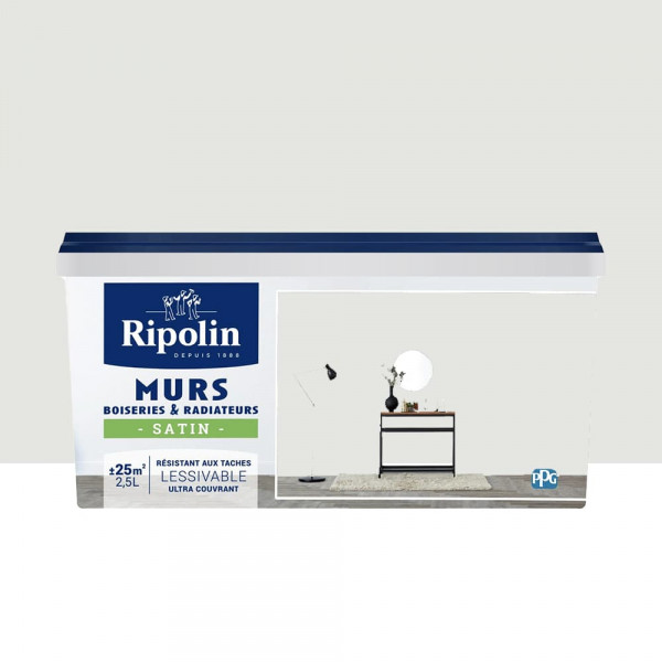 Peinture Murs, Boiseries, Radiateurs RIPOLIN Satin Gris fusain - 2,5L
