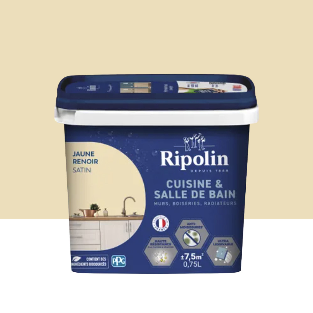 Peinture intérieure acrylique RIPOLIN Cuisine & Salle de bain Jaune Renoir - 0,75L