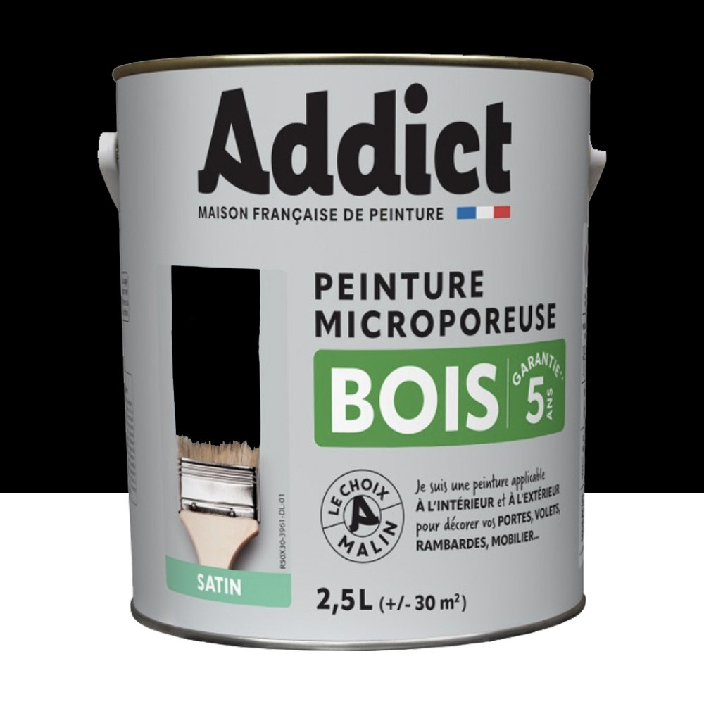 Peinture Bois Microporeuse Addict Noir Satin