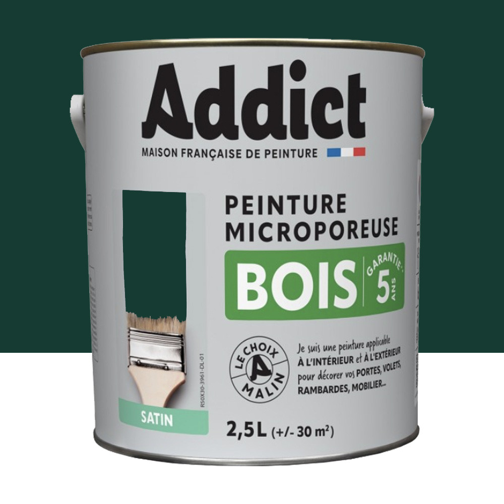 Peinture Bois Microporeuse Addict Vert Irlandais Satin