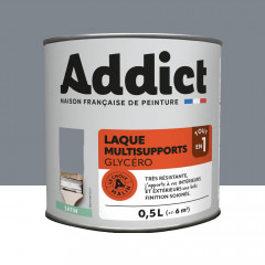 Laque Glycéro Multisupports Addict Gris Argent Satin - 0,5L