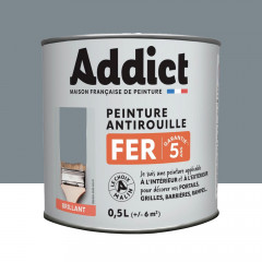 Peinture Fer Antirouille Addict Gris Argent Brillant - 0,5L