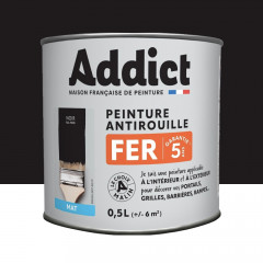 Peinture Fer Antirouille Addict Noir Mat - 0,5L