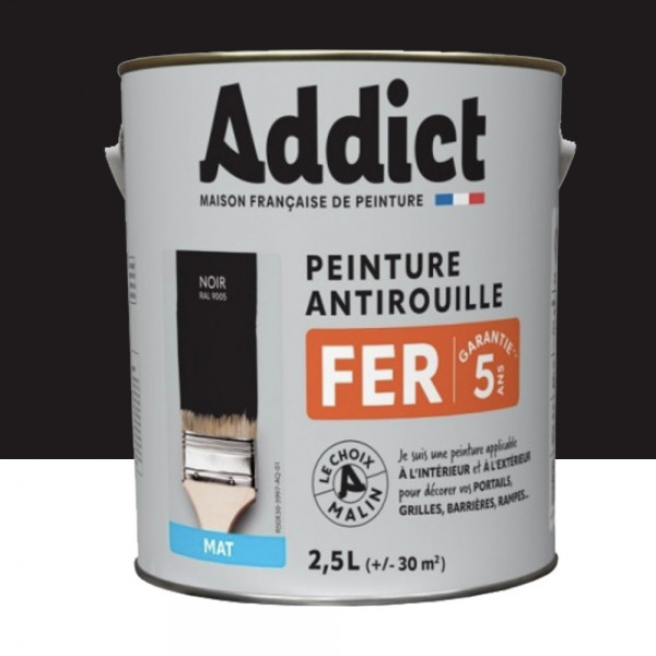 Peinture Fer Antirouille Addict Noir Mat - 2,5L