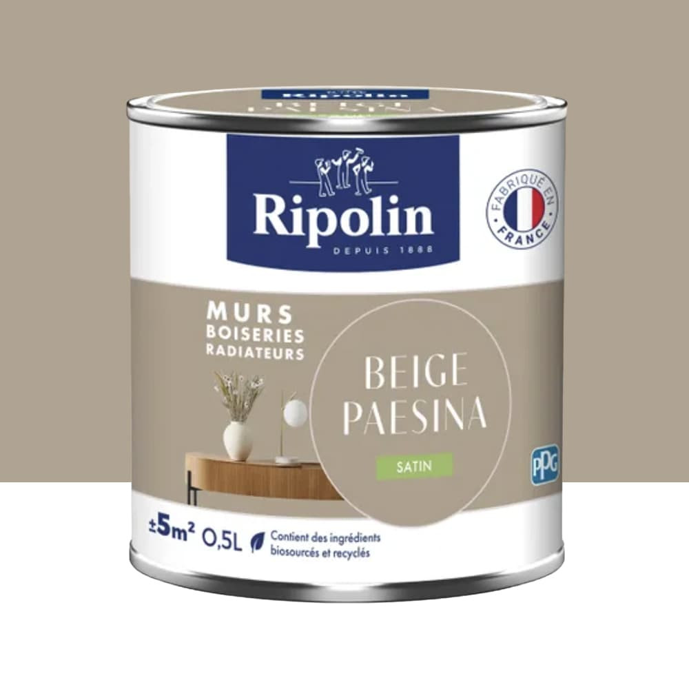 Peinture Murs, Boiseries, Radiateurs RIPOLIN Satin Beige paesina - 0,5L