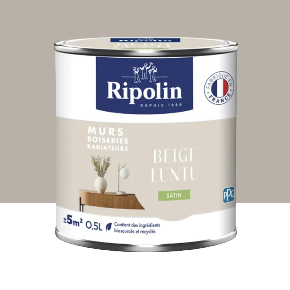Peinture Murs, Boiseries, Radiateurs RIPOLIN Satin Beige luntu - 0,5L