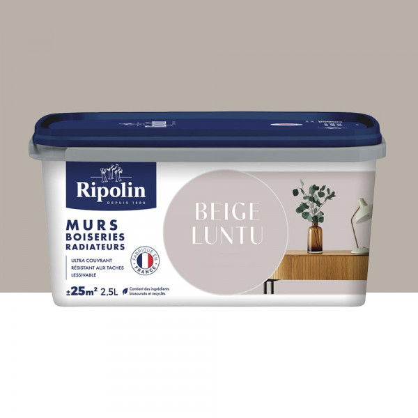 Peinture Murs, Boiseries, Radiateurs RIPOLIN Satin Beige luntu - 2,5L
