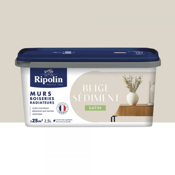 Peinture Murs, Boiseries, Radiateurs RIPOLIN Satin Beige sediment - 2,5L