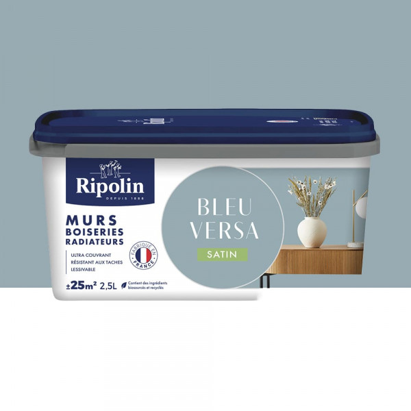 Peinture Murs, Boiseries, Radiateurs RIPOLIN Satin Bleu versa - 2,5L