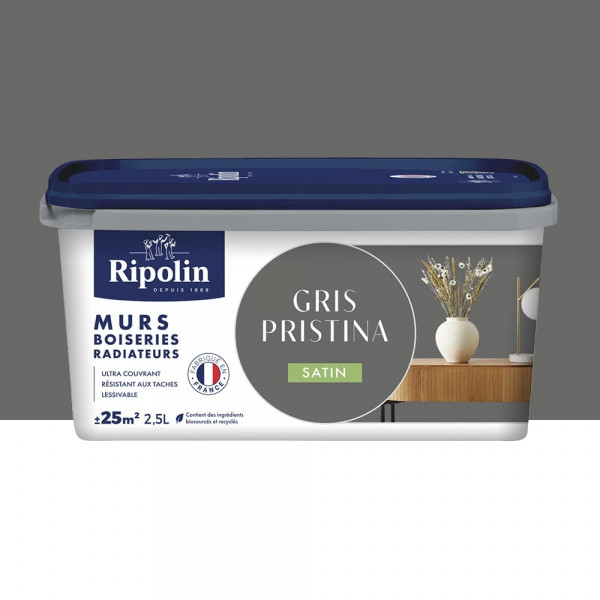 Peinture Murs, Boiseries, Radiateurs RIPOLIN Satin Gris Pristina - 2,5L