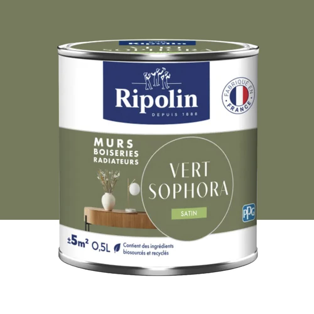 Peinture Murs, Boiseries, Radiateurs RIPOLIN Satin Vert sophora - 0,5L