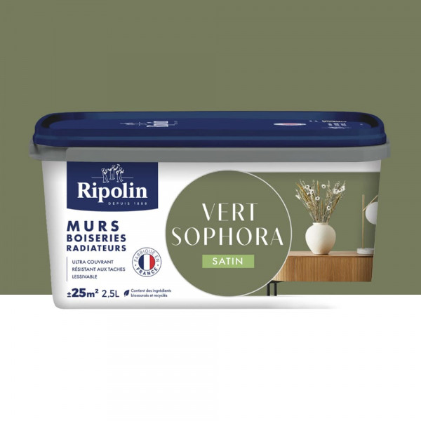 Peinture Murs, Boiseries, Radiateurs RIPOLIN Satin Vert sophora - 2,5L