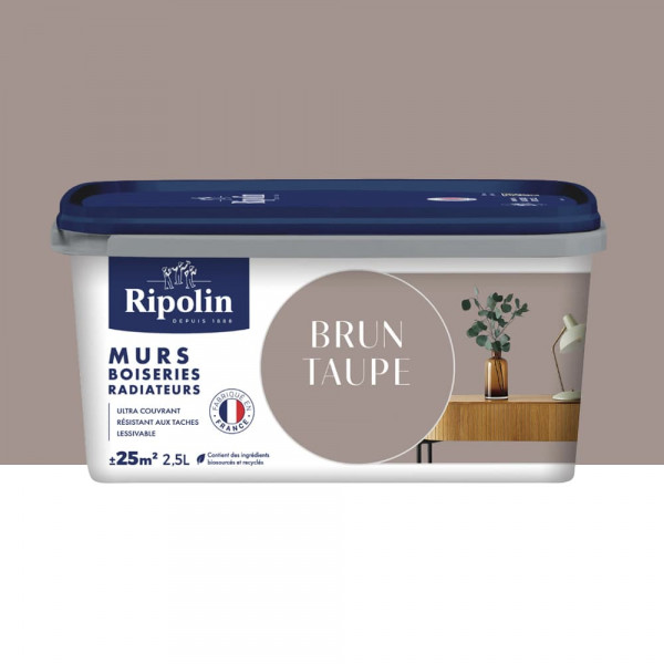 Peinture Murs, Boiseries, Radiateurs RIPOLIN Satin Brun taupe - 2,5L