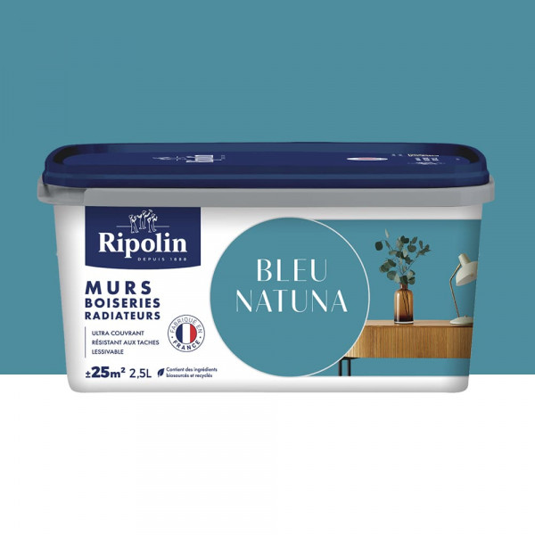 Peinture Murs, Boiseries, Radiateurs RIPOLIN Satin Bleu natuna - 2,5L