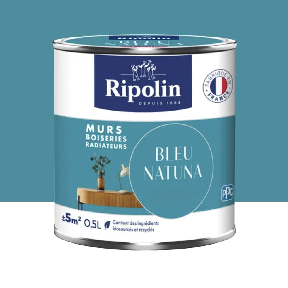 Peinture Murs, Boiseries, Radiateurs RIPOLIN Satin Bleu natuna - 0,5L