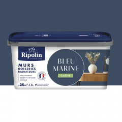 Peinture Murs, Boiseries, Radiateurs RIPOLIN Satin Bleu marine - 2,5L