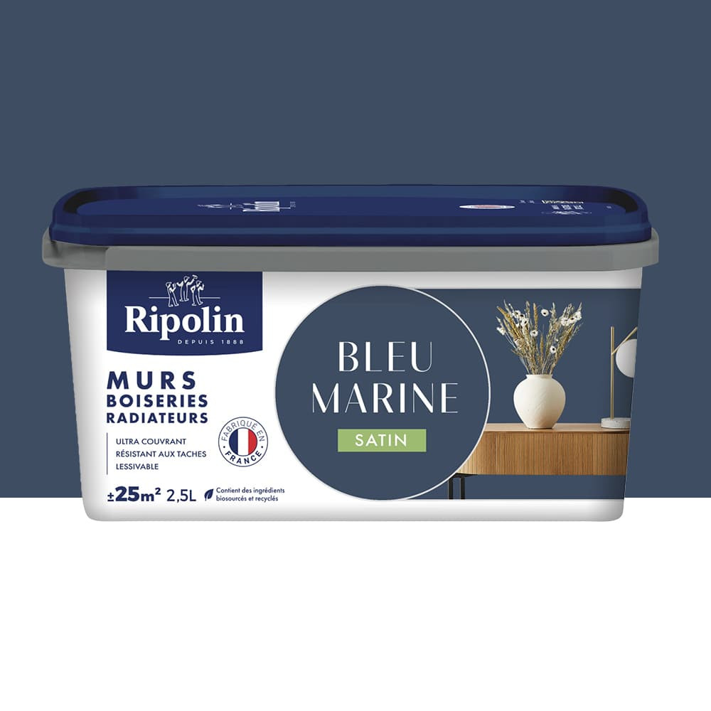 Peinture Murs, Boiseries, Radiateurs RIPOLIN Satin Bleu marine - 2,5L