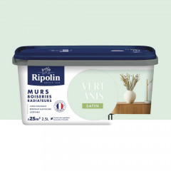 Peinture Murs, Boiseries, Radiateurs RIPOLIN Satin Vert anis - 2,5L