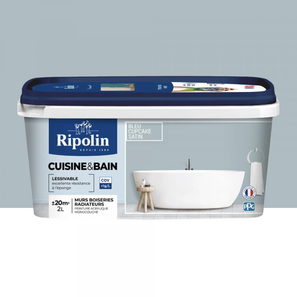 Peinture acrylique Cuisine & Bain RIPOLIN Bleu cupcake - 2L
