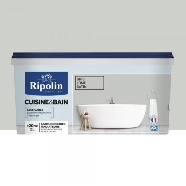 Peinture acrylique Cuisine & Bain RIPOLIN Gris lomé - 2,5L