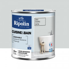 Peinture acrylique Cuisine & Bain RIPOLIN Gris souris - 0,5L