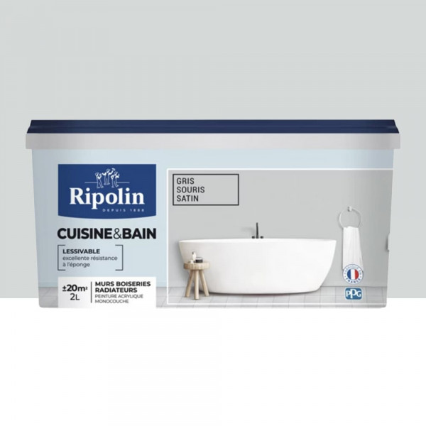 Peinture acrylique Cuisine & Bain RIPOLIN Gris souris - 2L
