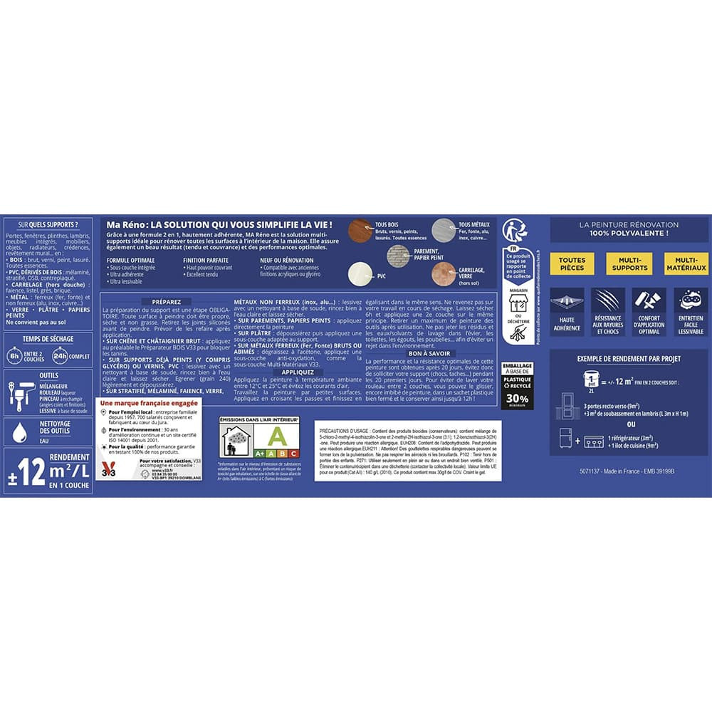 Peinture multi-supports intérieur V33 Ma Réno Ciel d'été - étiquette