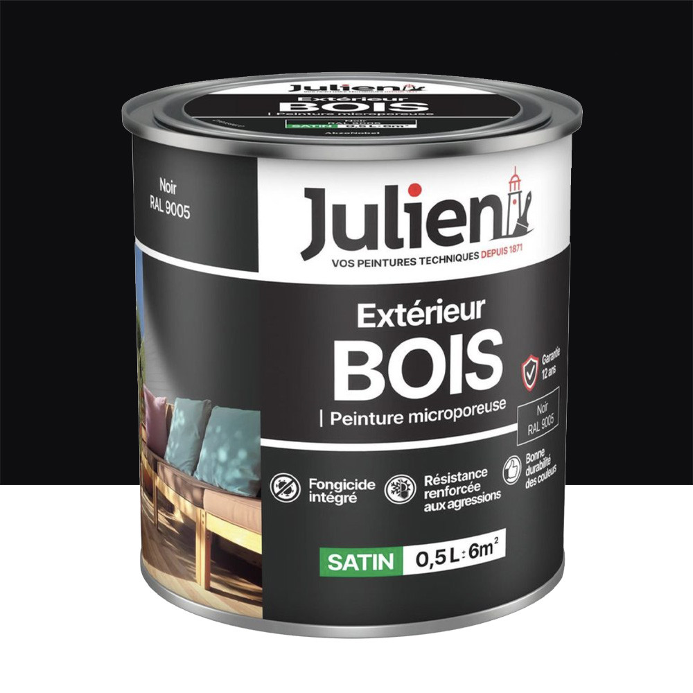 Peinture Extérieur Bois Microporeux Julien Noir - 0,5L