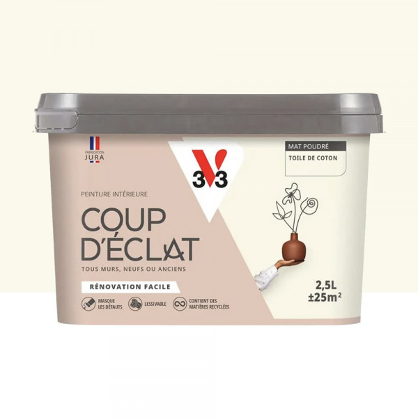 Peinture murs & plafonds V33 Coup d'éclat Toile de coton - 2,5L