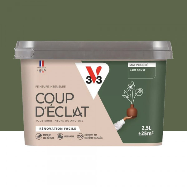 Peinture murs & plafonds V33 Coup d'éclat Kaki dense - 2,5L
