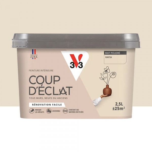 Peinture murs & plafonds V33 Coup d'éclat Rafia - 2,5L