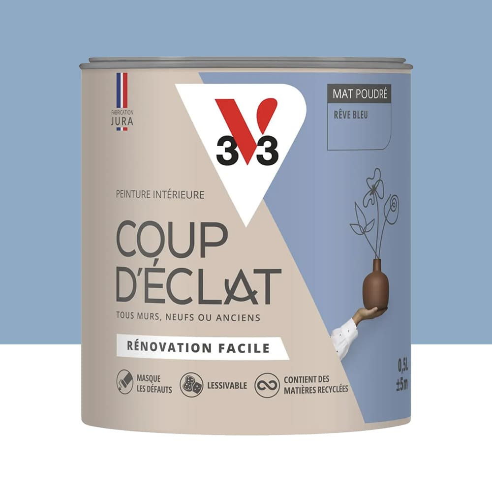 Peinture murs & plafonds V33 Coup d'éclat Rêve bleu - 0,5L