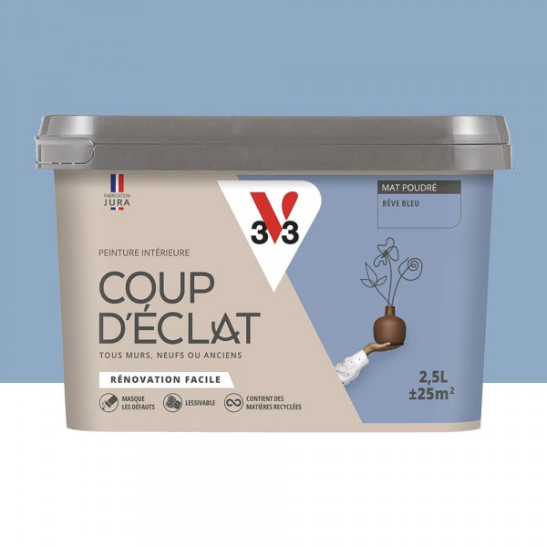 Peinture murs & plafonds V33 Coup d'éclat Rêve bleu - 2,5L
