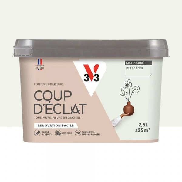 Peinture murs & plafonds V33 Coup d'éclat Blanc écru - 2,5L