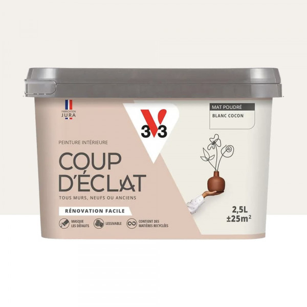 Peinture murs & plafonds V33 Coup d'éclat Blanc cocon - 2,5L