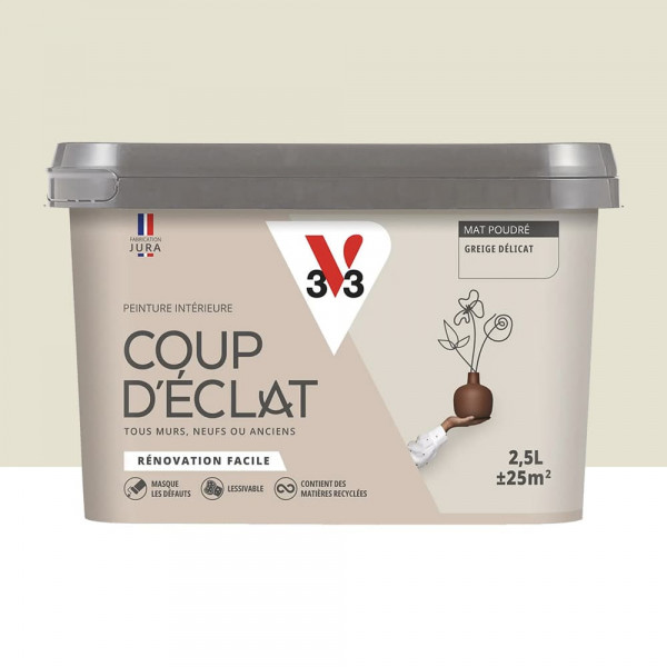 Peinture murs & plafonds V33 Coup d'éclat Greige délicat - 2,5L
