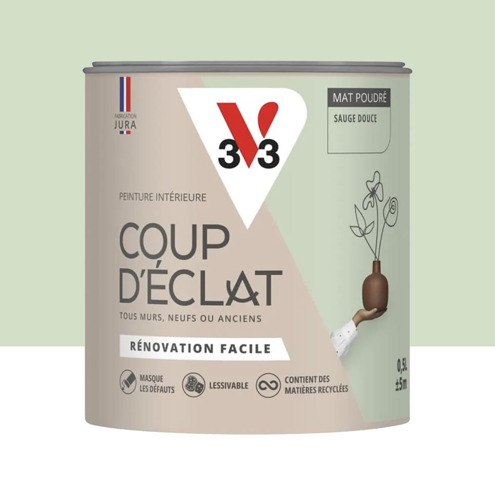 Peinture murs & plafonds V33 Coup d'éclat Sauge douce - 0,5L