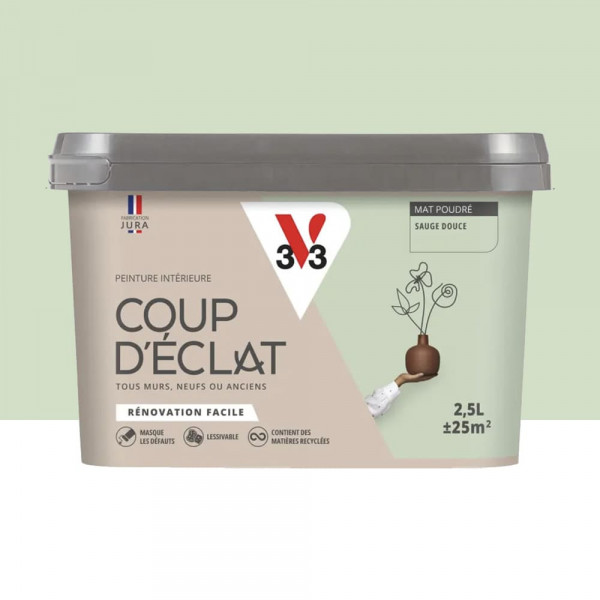 Peinture murs & plafonds V33 Coup d'éclat Sauge douce - 2,5L