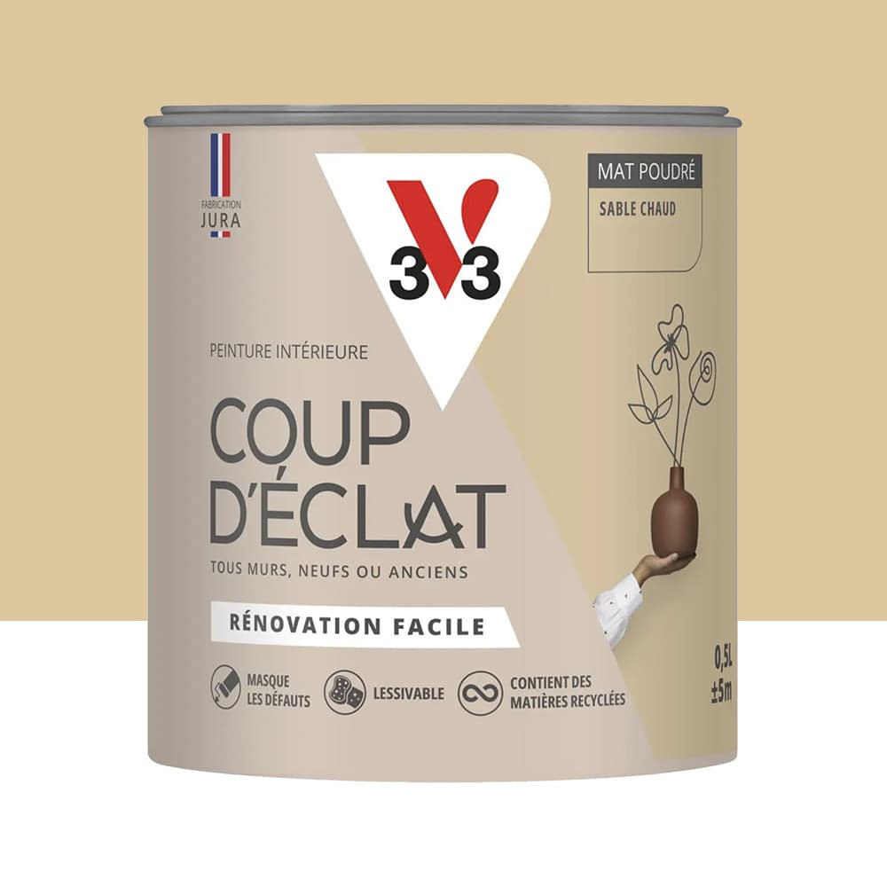 Peinture murs & plafonds V33 Coup d'éclat Sable chaud - 0,5L