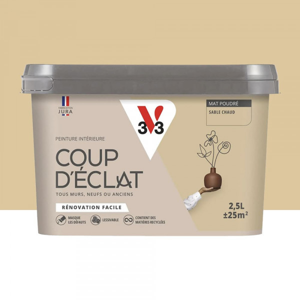 Peinture murs & plafonds V33 Coup d'éclat Sable chaud - 2,5L