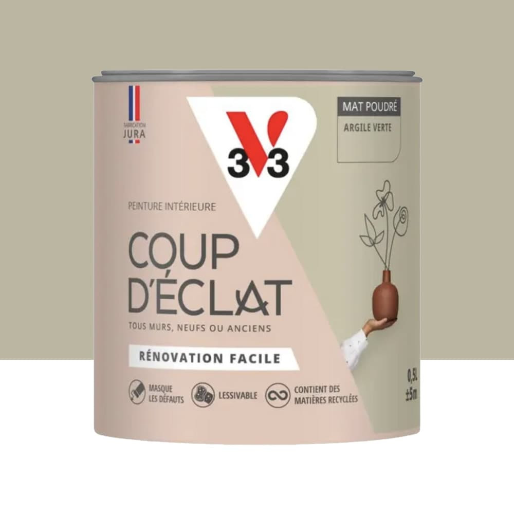 Peinture murs & plafonds V33 Coup d'éclat Argile verte - 0,5L