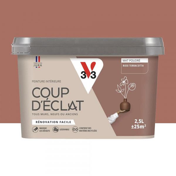 Peinture murs & plafonds V33 Coup d'éclat Rose terracotta - 2,5L
